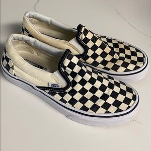 Checkered Vans slip on